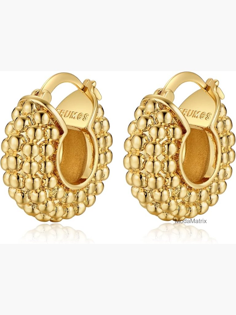 Chunky 18k Gold Plated Hoop Earrings Thick Gold Hoops Jewelry Set